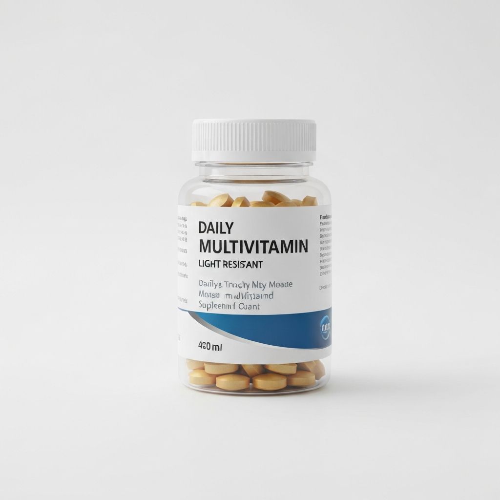 Daily multivitamin formula in golden tablets